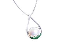 LYFHJD Enamel Freshwater Pearl Necklaces Pendant Chinese Ethnic 10-11mm Natural Pearls Jewelry