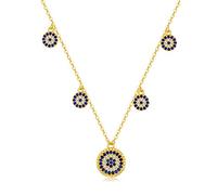 LYFHJD Evil Eye Moon For Women Fancy Blue Link Chain Choker Necklace Jewelry