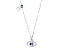 LYFHJD Evil Eye Necklace Women Blue Main Stone Sterling Silver Statement Necklaces & Pendants Long Chain Turkish Jewelry Making