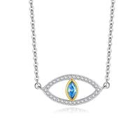 LYFHJD Evil Lucky Necklaces For Woman with Crystal Cubic Zirconia Blue Eye Cz Necklace Turkish Jewelry