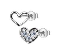 LYFHJD Fashion Women's Jewelry 6mmx5mm Heart with Cz Stud Earring Gift For Girls Kids Lady