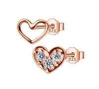 LYFHJD Fashion Women's Jewelry 6mmx5mm Heart with Cz Stud Earring Gift For Girls Kids Lady