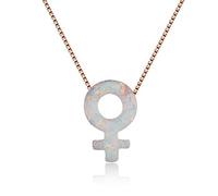 LYFHJD Female Symbol Pink/White Fire Opal Necklace Fine Lesbian LGBT Jewelry Gift For Women Girls