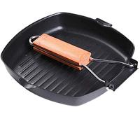 LYFHJD Folding Handle Non-Stick Square Frying Pan Grill Pan Skillet Griddle Pan Non-Stick Iron Steak Frying Pan Square Grill Pan Steak(28cm)