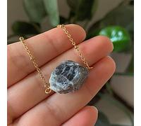 LYFHJD for Reiki Stone Raw Rock Crystal Necklaces Natural Amethysts Lapis Tourmaline Fluorite Pink Quartz Pendant Necklaces Stone Mineral Specimen (Size : Labradorite)
