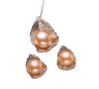 LYFHJD Freshwater Pearl Jewelry Sets For Women Boho Shell Earrings Luxury Ring Statement Necklace Set
