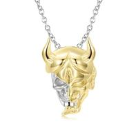LYFHJD Gold Mask Headwear Skeleton Three Piece Pendant For Women Birthday Gift Fine Jewelry Necklace