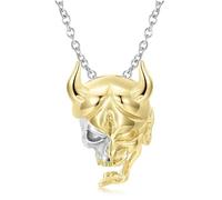 LYFHJD Gold Mask Headwear Skeleton Three Piece Pendant For Women Birthday Gift Fine Jewelry Necklace