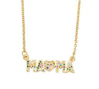 LYFHJD Gold Silver Color Mama For Women Rainbow Zirconia Mother Mom Necklace Fashion Crystal Jewelry Gifts