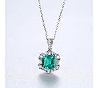 LYFHJD Gorgeous Big Emerald Brilliant Pendant For Women Charming Wedding Gem Necklace Jewelry
