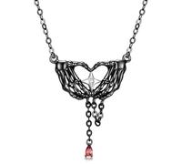LYFHJD Halloween Black Cross Love Hand Rose Feather Pendant Jewelry Necklace Accessories