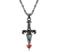 LYFHJD Halloween Black Cross Love Hand Rose Feather Pendant Jewelry Necklace Accessories