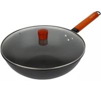 LYFHJD Handmade Cast Iron Wok Frying Pan Cooker Non Stick Cooking Soup Stock Pan Kitchen Cookware Gas Stove Induction Cooker