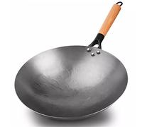 LYFHJD Handmade Chinese Cast Iron Wok Smokless Cookware Uncoated Iron Pot Frying Pan Non-Stick Kitchen Pot Skillet Wok-A||32cm(30cm)