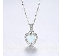 LYFHJD Heart Fire Opal Pendant For Women Sparkling Love Necklace Fine Jewelry Valentine's Day Gifts