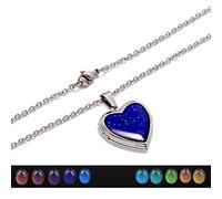 LYFHJD Heart Locket Pendant Mood Necklace Emotion Color Change Women Men Lovers Photo Frame Box Choker Necklaces Fashion Love Jewelry