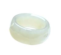 LYFHJD Hetian Jade Pulsera de Jade Blanco Anillo de Jade Niña Niño Anillo de Mano de Jade Calcedonia Natural Caja de Damas es un Regalo de cumpleaños (Color: Blanco, Tamaño: 17 mm)