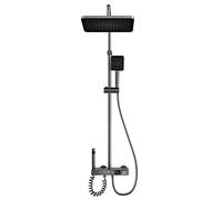 LYFHJD High Pressure Rainfall Shower Head with Digital Display Rain Shower Head with Height/Angle Adjustable Extension Arm and Handheld Shower Combo High Flow Wall Mounted Shower Faucet Set
