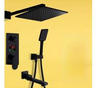 LYFHJD Jewelry 3-Way Black Digital Shower Faucets Set Rainfall Shower Head Digital Temp Display Mixer Tap Swivel Tub Spout Bath Shower-10 Inch Full Set Earrings Necklace