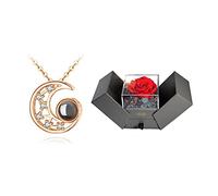 LYFHJD Jewelry/Necklaces Moon Shape, Miniature Carving Craftsmanship, Contains One Hundred Languages I Love You, Light Luxury Necklaces for Women Women's Pendants