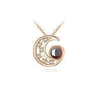 LYFHJD Jewelry/Necklaces Moon Shape, Miniature Carving Craftsmanship, Contains One Hundred Languages I Love You, Light Luxury Necklaces for Women Women's Pendants