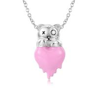 LYFHJD Little Bear Doll's Melting Heart Romantic Pendant For Women Birthday Gift Fine Jewelry Necklace