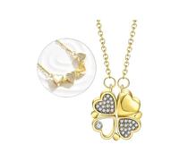 LYFHJD Lucky Heart Necklace For Women, Silver Four Leaf Pendant Necklace, Love 4