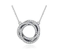LYFHJD Minimalism Geometric Stacked Circle Pendant Necklaces For Women Clear Cz Fine Jewelry Scn259