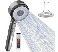 LYFHJD Modes Hard Water Filter Shower with 1.5m Hose, Swivel Head On/Off Pause Button, Removes Chlorine Impurities for Skin & Hair Care