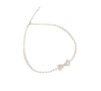 LYFHJD Natural Freshwater Pearl Bow Choker Necklace Jewelry For Women Gift