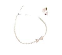 LYFHJD Natural Freshwater Pearl Bow Choker Necklace Jewelry For Women Gift