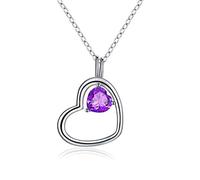 LYFHJD Necklaces for Women Girls Natural Amethyst Double Heart Necklace Female Fashion Necklace S For Girlfriend For Women Wife Birthday Gift For Girl Love Heart Pendant Choker Necklaces Household