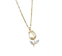 LYFHJD New 2025 Stainless Steel Sweet Zircon Pendant Necklace For Women Hers Lovely Jewelry Accessories Gifts For Lover with For You Jewelry Fashion Accessories Creative Gift