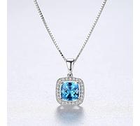 LYFHJD New Created Square Sapphire Pendant For Women Charming Female Wedding Necklace Fine Jewelry