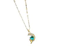 LYFHJD New For Trendy 2025 316L Stainless Steel Gold Plated Blue Zircon Animal Dolphin Pendant Necklace For Women New Luxury Hers Clavicle Chain Jewelry Fashion Accessories Creative Gift