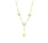 LYFHJD New For Trendy 2025 316L Stainless Steel Heart Butterfly Long Pendant Necklace For Women New Trend Hers Clavicle Chain Party Jewelry Gifts Fashion Accessories Creative Gift