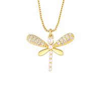 LYFHJD New For Trendy 2025 Classic Fashion Personality Dragonfly Pearl Pendant Crystal Necklace For Women Hers Clavicle Chain Party Jewelry Gifts Fashion Accessories Creative Gift