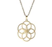 LYFHJD New For Trendy 2025 Flower of Life Round Pendant Necklace Stainless Steel Golden Mandala Choker Chain Necklaces Jewelry Gift For Women Hers Jewelry Fashion Accessories Creative Gift,