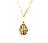 LYFHJD New For Trendy 2025 Stainless Steel Maria Necklace For Women Metal Mary Necklace Gold Color Hers Choker Religious Jewelry Fashion Accessories Creative Gift, Size,
