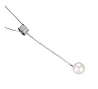 LYFHJD New Simulated Pearl Round Cz Bead Tassel Collares Long Sweater Pendant Necklaces For Women Wedding Fashion Jewelry Gift