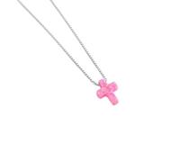 LYFHJD New Women Genuine Blue Stone Cross Charm Opal Necklace Rosary