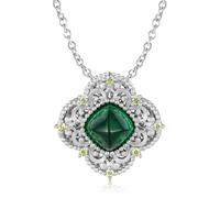 LYFHJD Patterned Green Nano Sugar Tower Stone Pendant For Women Birthday Gift Fine Jewelry Necklace Chain