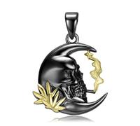 LYFHJD Pendant Butterfly Moth Skull Scream Black Wings Chain Necklace For Girl Women Jewelry