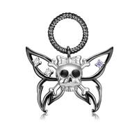LYFHJD Pendant Butterfly Moth Skull Scream Black Wings Chain Necklace For Girl Women Jewelry