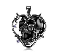 LYFHJD Pendant Butterfly Moth Skull Scream Black Wings Chain Necklace For Girl Women Jewelry