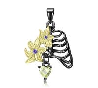 LYFHJD Pendant Butterfly Moth Skull Scream Black Wings Chain Necklace For Girl Women Jewelry