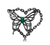LYFHJD Pendant Butterfly Moth Skull Scream Black Wings Chain Necklace For Girl Women Jewelry