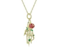 LYFHJD Pendant Golden Skull Evil Eye Rose Hand Necklace For Girl Women Statement Jewelry Halloween