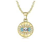 LYFHJD Pendant Golden Skull Evil Eye Rose Hand Necklace For Girl Women Statement Jewelry Halloween