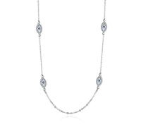 LYFHJD Personality Evil Eye Pendant Necklace Long Chain Crystal Turkish Necklaces Women Girls Luck Jewelry